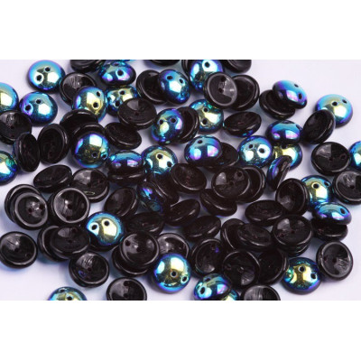 Preciosa Piggy Beads 4x8mm Jet AB 23980/28701 | Czech 2-Hole Beads