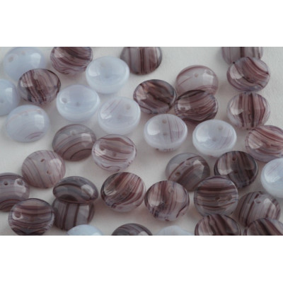 Preciosa Piggy Beads 4x8mm Brown Swirl 52000 | 2-Hole Czech Glass