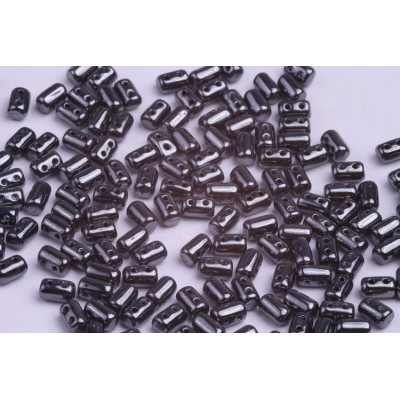 Matubo Rulla 2-Hole Beads 3x5mm Jet Hematite 23980 | Czech Glass