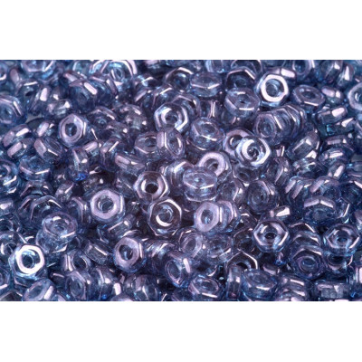 Hex Nut Beads 2x5mm Crystal Blue Luster 14464 | Rutkovsky Glass