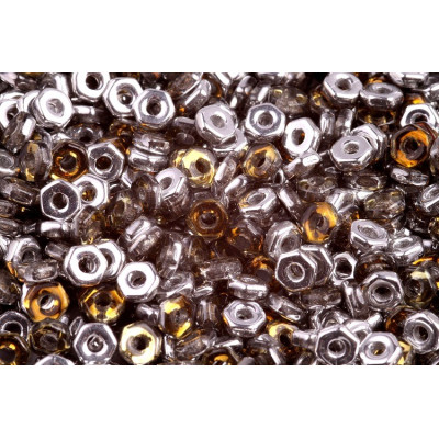 Hex Nut Beads 2x5mm Silver Brown 00030/26732 | Rutkovsky Glass