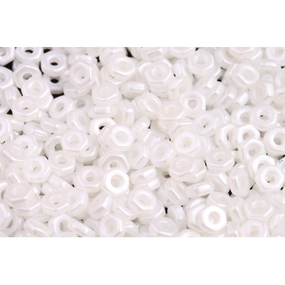 Hex Nut Beads 2x5mm Pastel Snow White 02010/25001