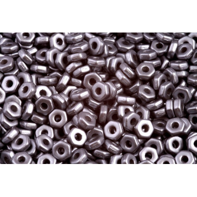 Hex Nut Beads 2x5mm Pastel Light Grey Silver 02010/25028 | Rutkovsky