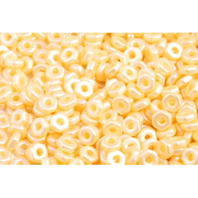 Hex Nut Beads 2x5mm White Pearl 02010/25039 | Rutkovsky Glass