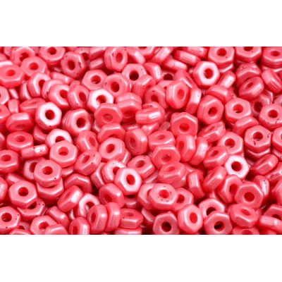 Hex Nut Beads 2x5mm Pastel Red 29307 | Czech Glass Rutkovsky