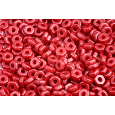 Hex Nut Beads 2x5mm Powder Red 02010/29360 | Rutkovsky Glass