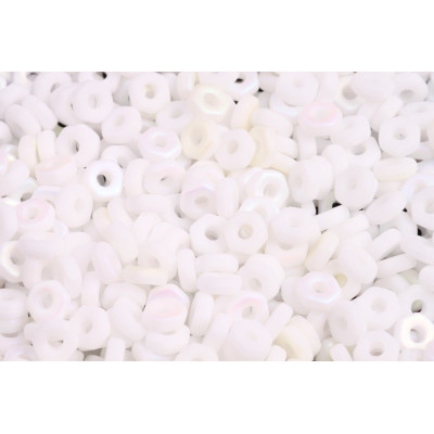 Hex Nut Beads 2x5mm White Alabaster AB Matte 02010/84100/28701