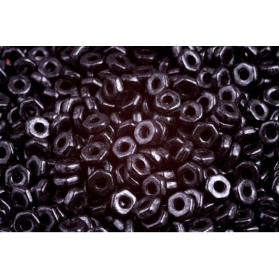 Hex Nut Beads 2x5mm Jet Grey Metallic 23980/57901 | Rutkovsky