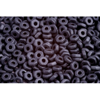 Hex Nut Beads 2x5mm Jet Hematite Mat 23980 | Rutkovsky Czech Glass