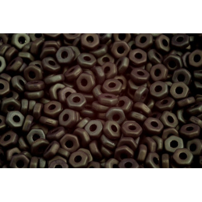 Hex Nut Beads 2x5mm Jet Red Luster Matte 23980 | Rutkovsky Glass