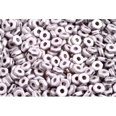 Hex Nut Beads 2x5mm Jet Full Labrador Matte 23980 | Glass Beads