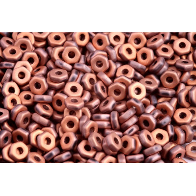 Hex Nut Beads 2x5mm Bronz Fire Etched 27103 | Rutkovsky Czech Glass