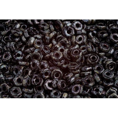 Hex Nut Beads 2x5mm Black Travertine 23980/86800 | Rutkovsky