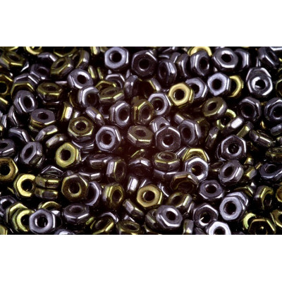 Hex Nut Beads 2x5mm Black Opaque Combi Luster 23980/91501