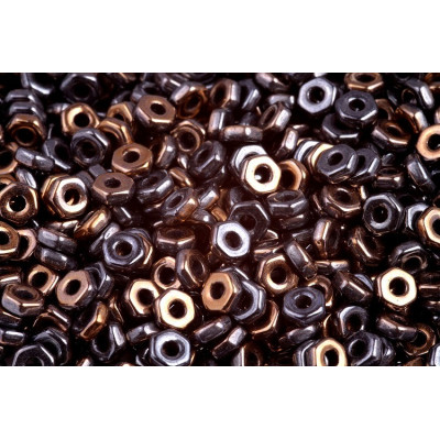 Hex Nut Beads 2x5mm Black Combi Luster 23980/91502 | Rutkovsky