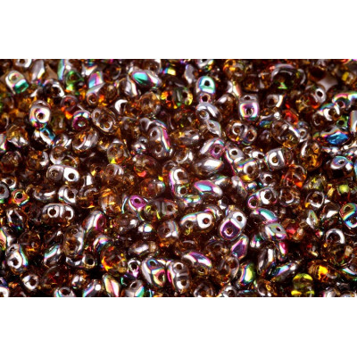 Matubo MiniDuo Beads 2x4mm Topaz Vitrail 28101 | Czech Glass