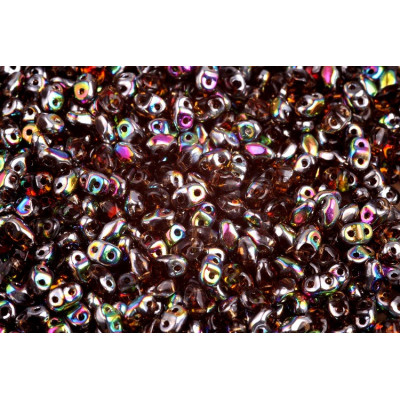 Matubo MiniDuo 2x4mm Dark Topaz Vitrail 10230/28101 | Czech Beads