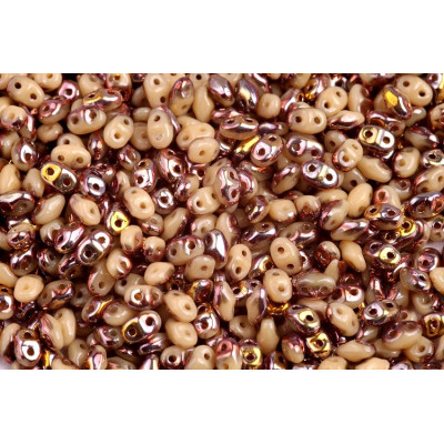 Matubo MiniDuo 2x4mm Ivory Capri Gold 13020/27101 | Czech Glass