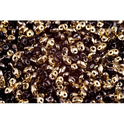 Matubo MiniDuo 2x4mm Jet Amber 23980/26441 | Czech Glass Beads