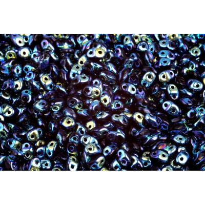 Matubo MiniDuo Czech Glass Beads Jet Full AB 2x4mm 23980/28703