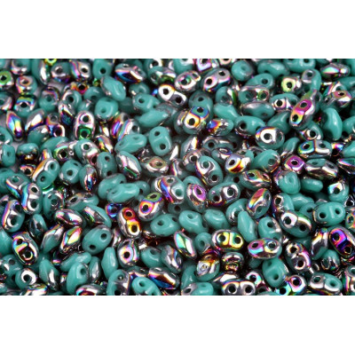 Matubo MiniDuo Turquoise Green Vitrail 63130/28101 | Czech Beads