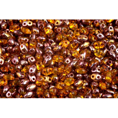 Matubo MiniDuo Amber Capri Gold 80020/27101 | 2x4mm Czech Beads