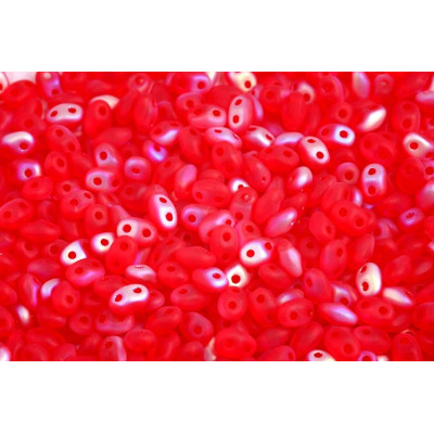 Matubo MiniDuo Ruby AB Matte 2x4mm 90080/28771 | Czech Glass Beads
