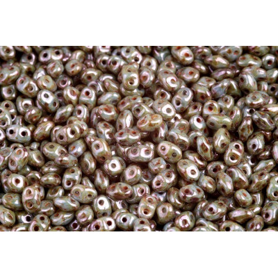 Matubo MiniDuo 2x4mm Chalk Blue Glaze 65431 | Czech Glass Beads