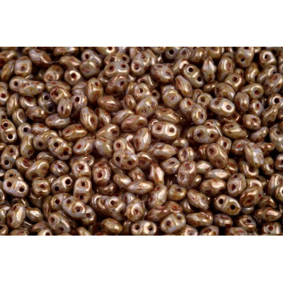 Perles en verre Matubo MiniDuo 2x4mm Chalk Copper Glaze