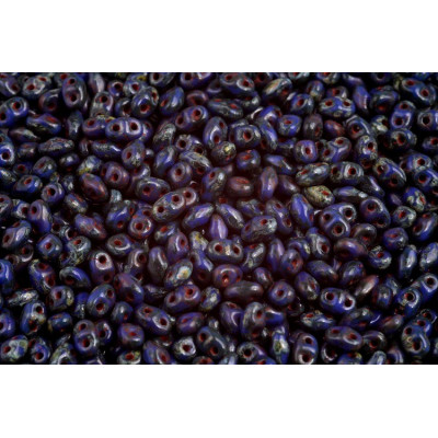 Matubo MiniDuo 2x4mm Dark Blue Travertine 33050/86805 | Glass Beads