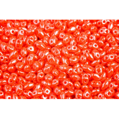 Matubo MiniDuo 2x4mm Opaque Orange White Luster 93140 | Glass Beads