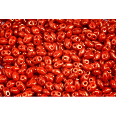 Matubo MiniDuo 2x4mm Opaque Orange Red Luster 93140 | Czech Beads