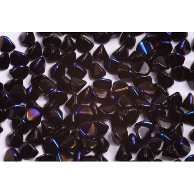 Czech Glass Pinch Beads 7mm Black Purple Luster 23980/14496