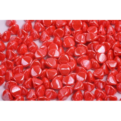 Pinch Beads 7mm Opaque Coral Red White Luster 93200 | Rutkovsky