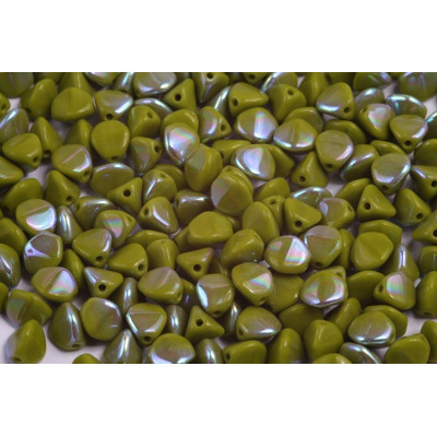 Czech Pinch Beads 7mm Opaque Olive AB 53420/28701 | Glass Beads
