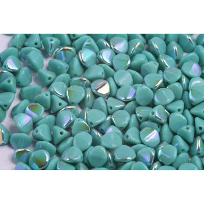 Czech Pinch Beads 7mm Turquoise Green AB 28701 | Rutkovsky Glass