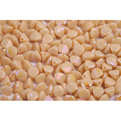 Pinch Beads Opaque Ivory AB 7mm 13020/28701 | Rutkovsky Czech Glass