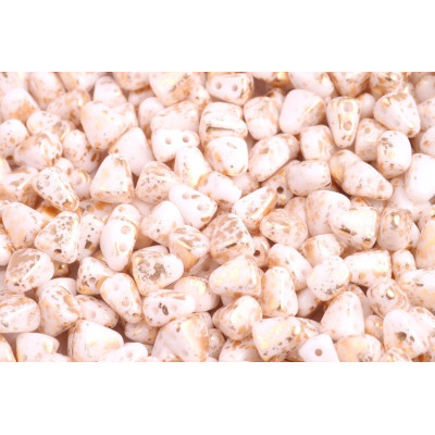 Matubo Nib-Bit 6x5mm Gold Splash Chalk 03000/94401 | Czech Beads