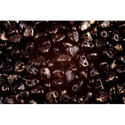 Matubo Nib-Bit Beads Gold Splash Jet 23980/94401 | 6x5mm Glass