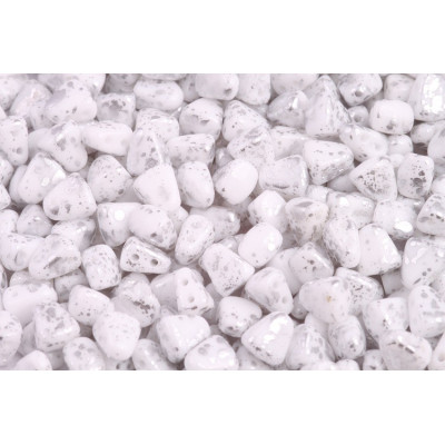 Matubo Nib-Bit 6x5mm Silver Splash Chalk 03000/15481 | Czech Beads