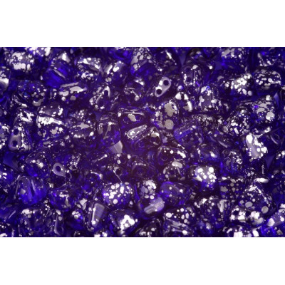 Matubo Nib-Bit Beads 6x5mm Silver Splash Cobalt Blue 30090/15481