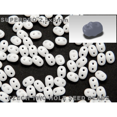 Matubo Superduo Czech Glass Beads Chalk White 03000 2.5x5mm