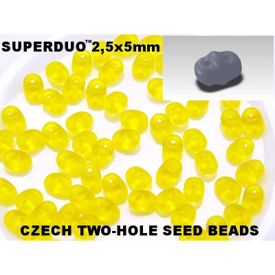 Matubo Superduo Beads 2.5x5mm Amber Yellow Matte 80020 | Czech Glass