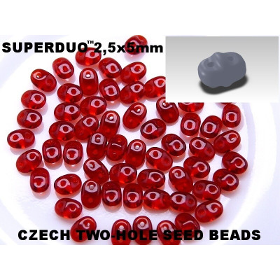 Matubo Superduo Ruby Red 90080 2.5x5mm | Czech Glass Beads