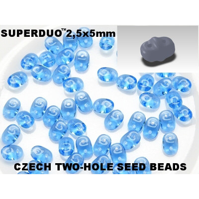 Matubo Superduo Beads 2.5x5mm Aquamarine 60020 | Czech Glass