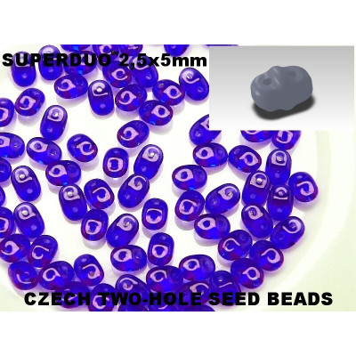 Matubo Superduo Beads 2.5x5mm Sapphire 30060 | Czech Glass Beads