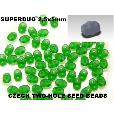 Matubo SuperDuo Matte Green 50050/84110 | Czech Glass 2-Hole Beads