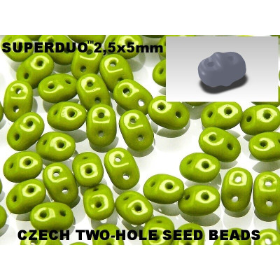 Matubo Superduo 2.5x5mm Lime Peridot Green 53420 | Czech Glass