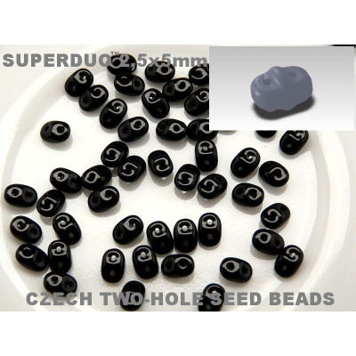 Matubo SuperDuo Czech Glass Beads Jet Black 23980 | 2.5x5mm