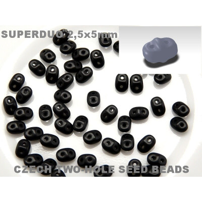 Matubo Superduo 2.5x5mm Jet Matte 23980/84110 | Czech Two-Hole Beads